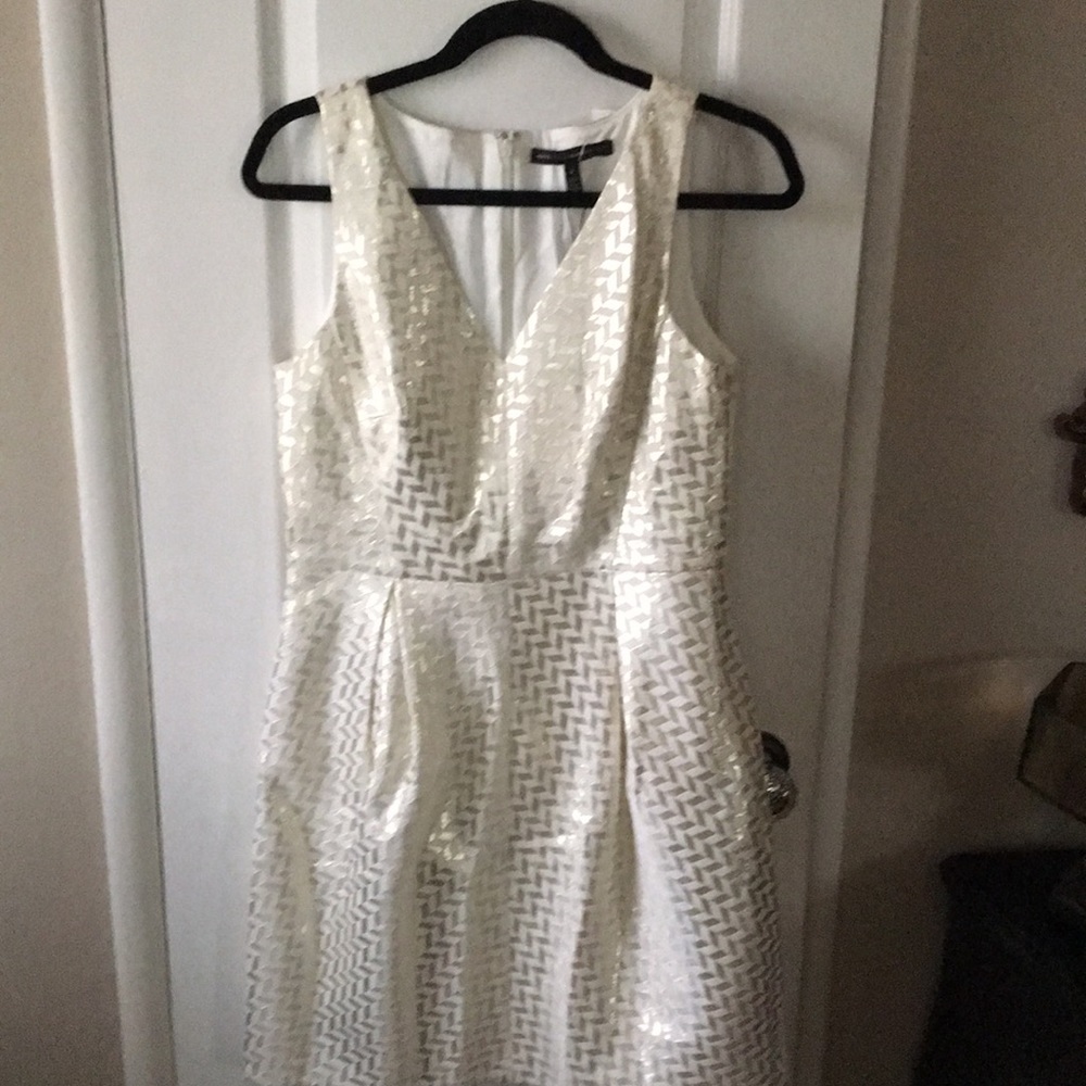 White House Black Market White & Gold Dress